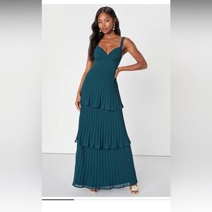 Lulus Emerald Green Pleated Dress